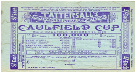Tattersall lottery ticket for two of the most prestigious horse races in Victoria Photo Courtesy David McNamee